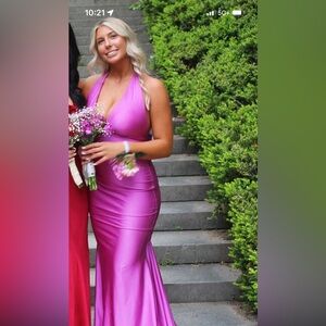 JVN by Jovani Fuchsia Satin Prom Dress